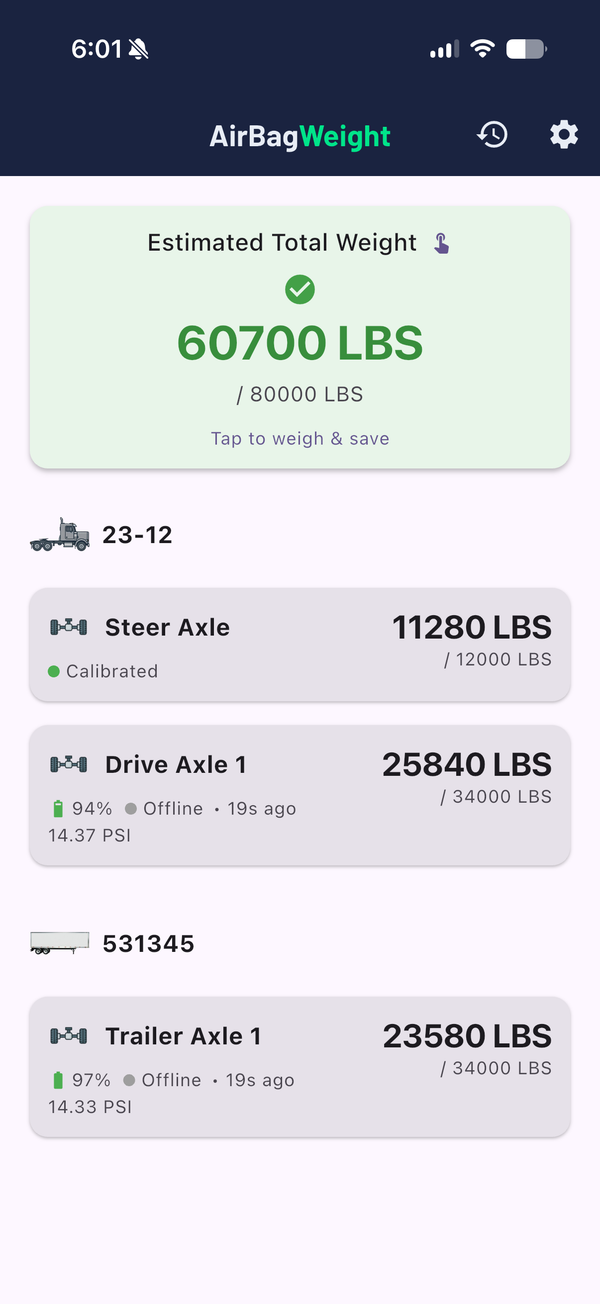 AirBagWeight App